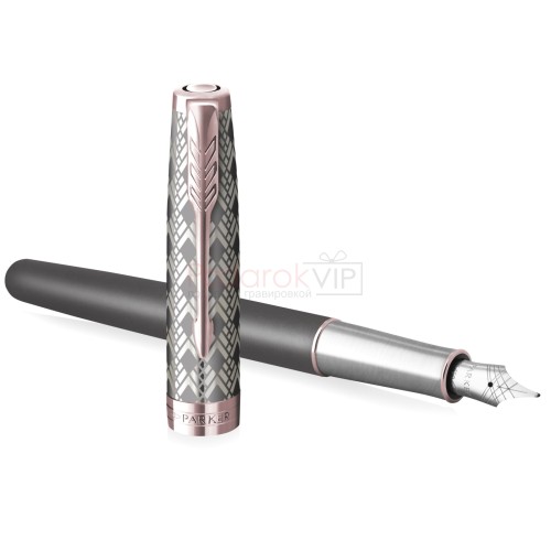 Ручка перьевая Parker Sonnet Premium F537, Metal Grey PGT (Перо F)